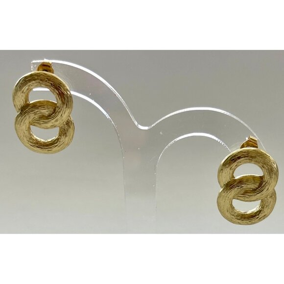 No Brand Jewelry - Vintage Gold-Tone Double Interlocking Circle Pierced Earrings